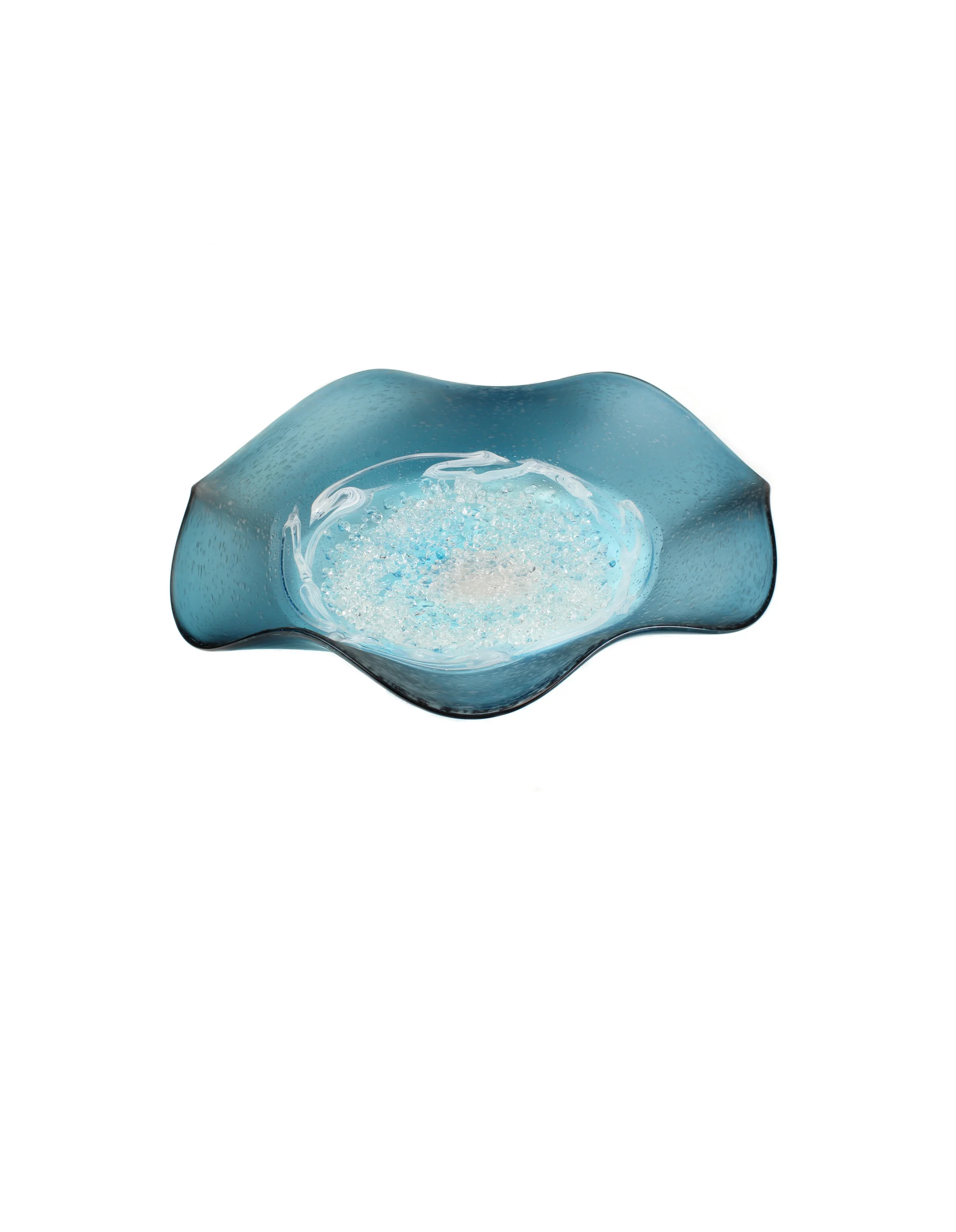 Arctic Drift - Hard Candy Handblown Art Glass Platter  (Item #7325TB)