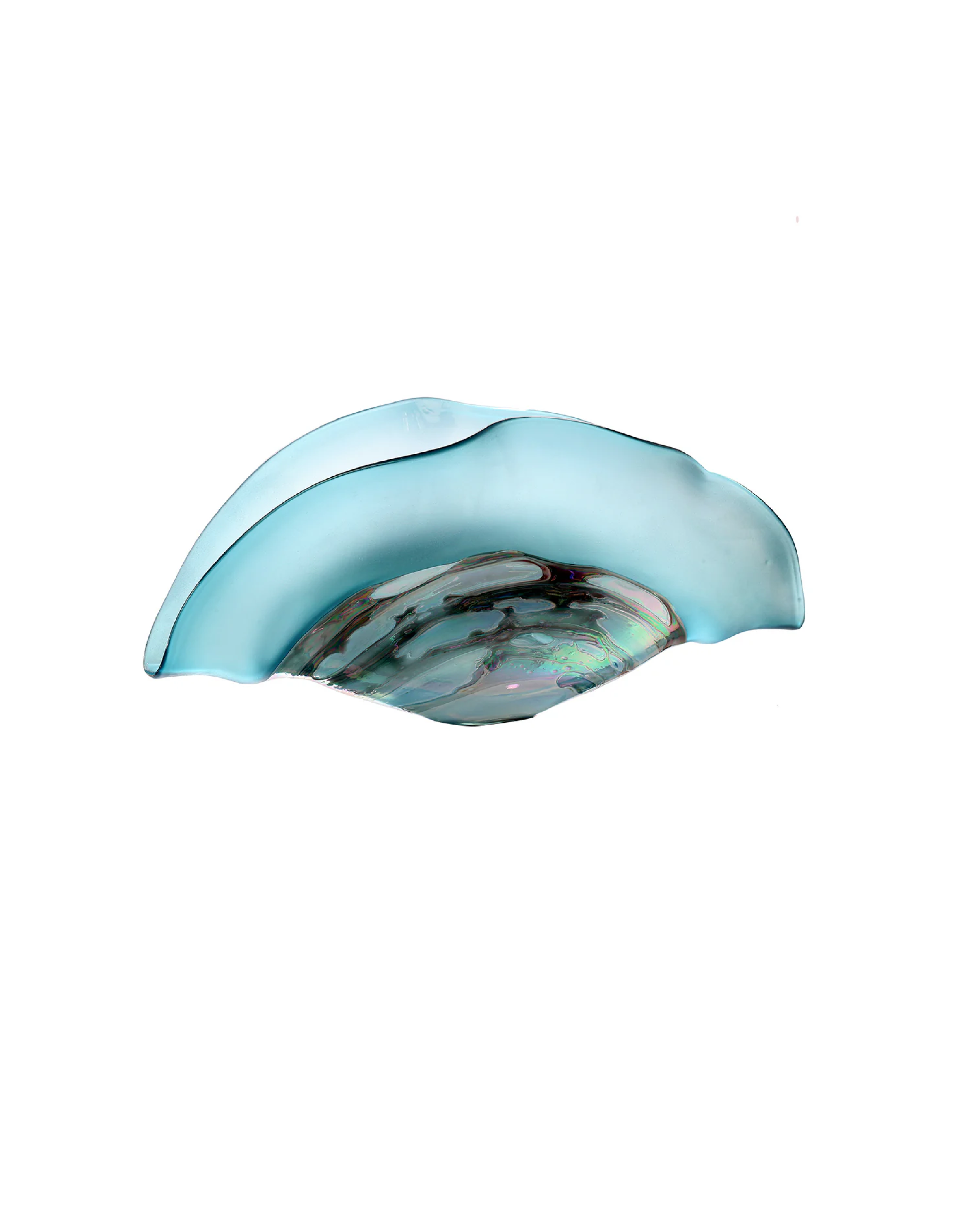 Azure Crest - Handblown Art Glass Nebula Folded Vase  (Item #7222)
