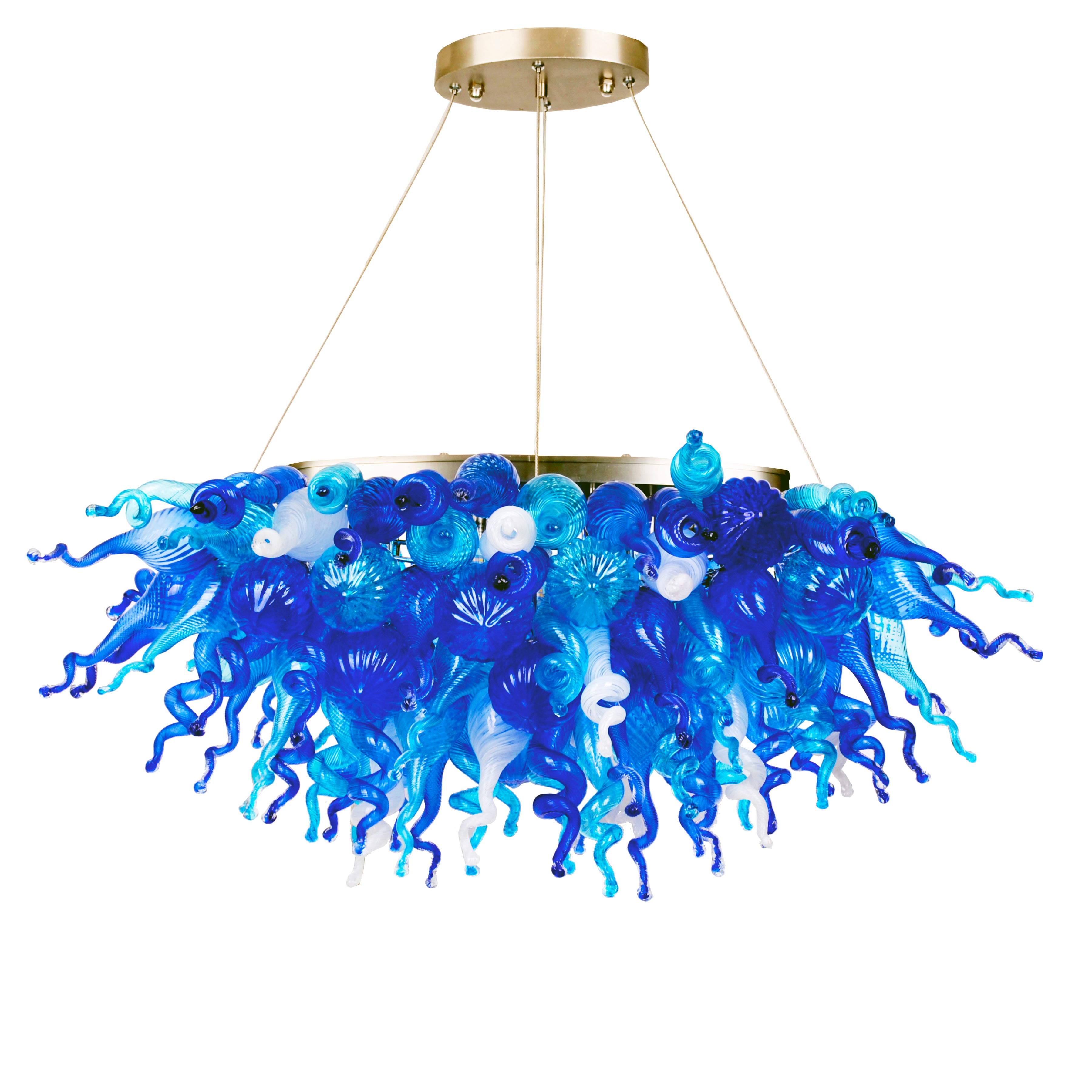 ColorSelect Blue Love Linear Blown Glass Chandelier