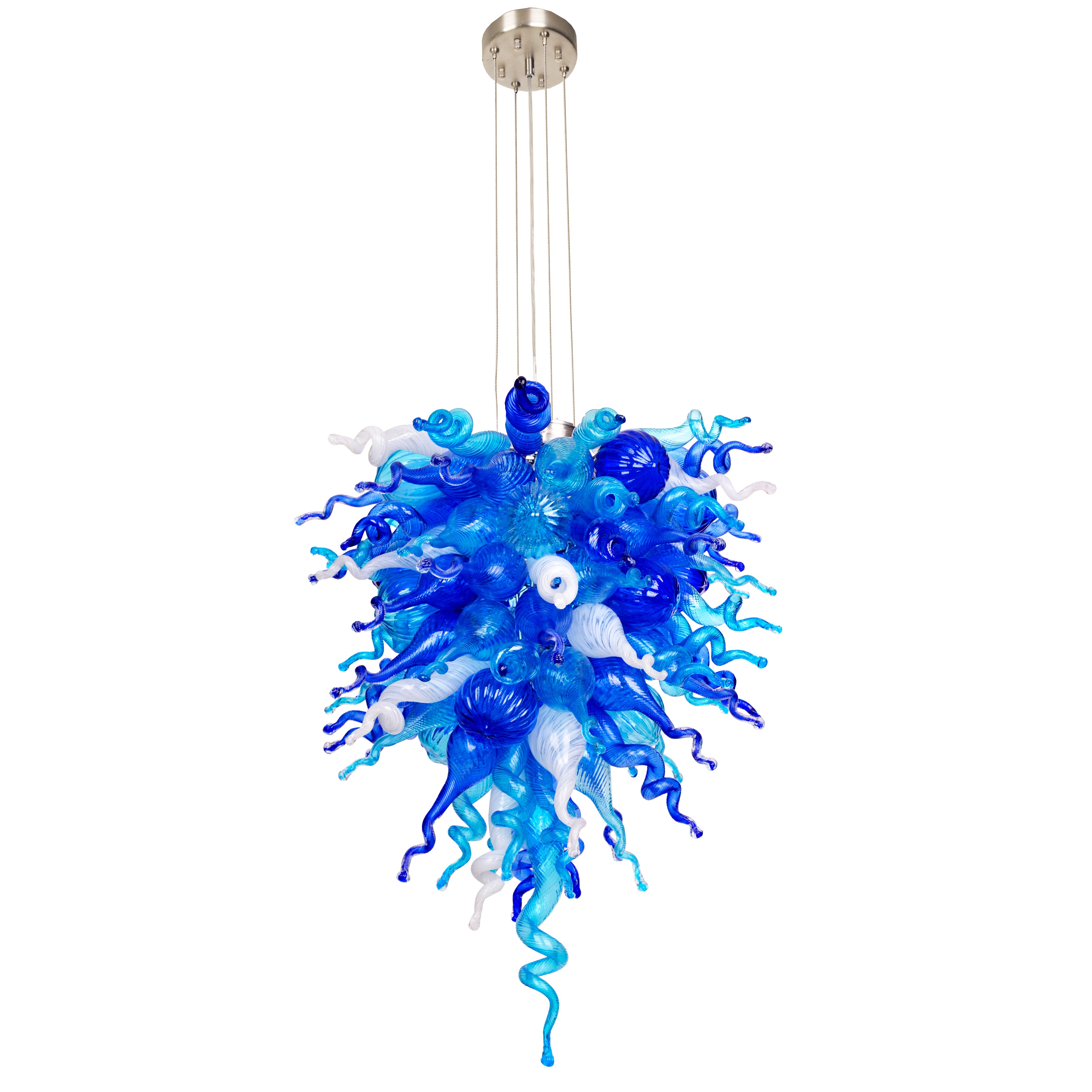 ColorSelect Blue Love Tall Blown Glass Chandelier