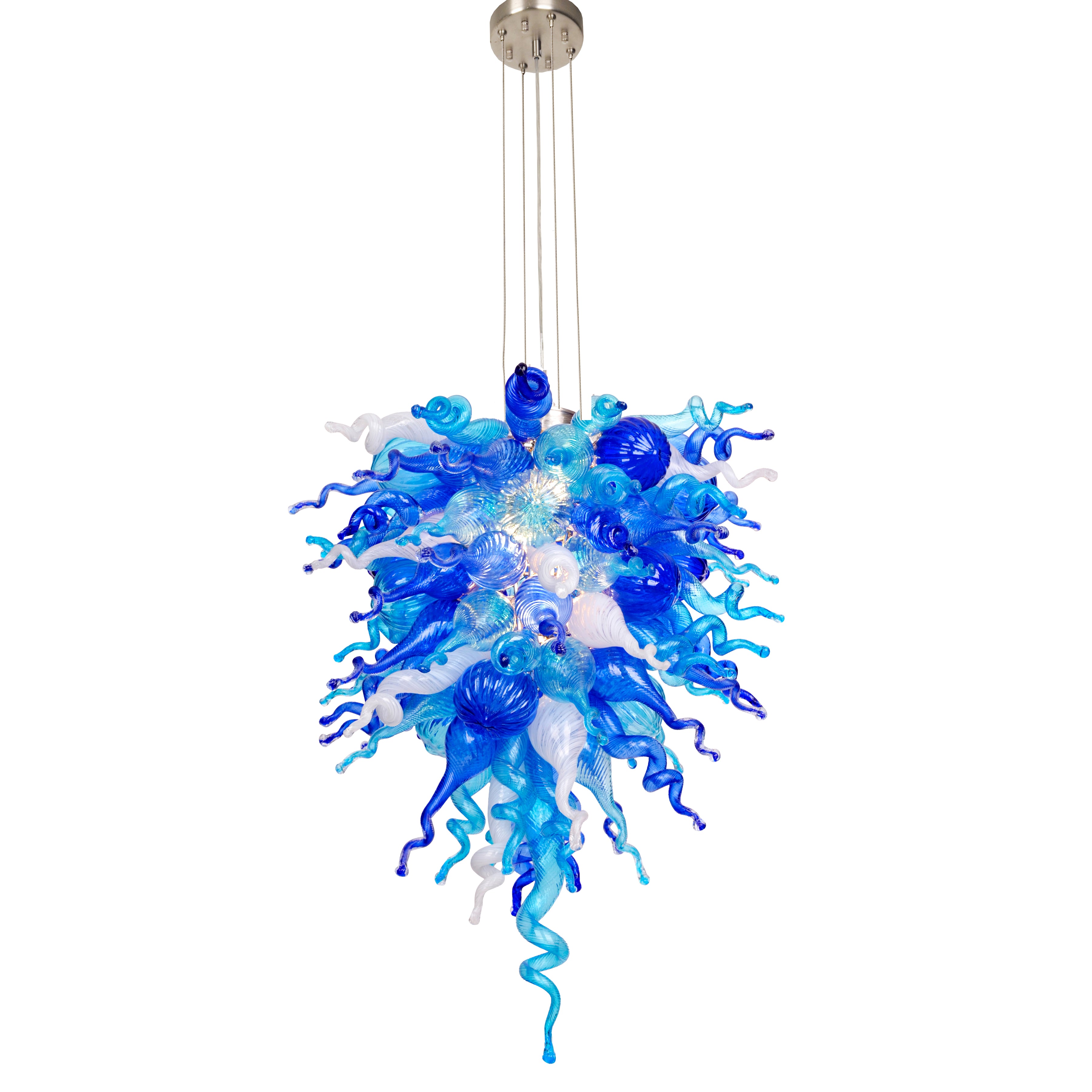 ColorSelect Blue Love Tall Blown Glass Chandelier