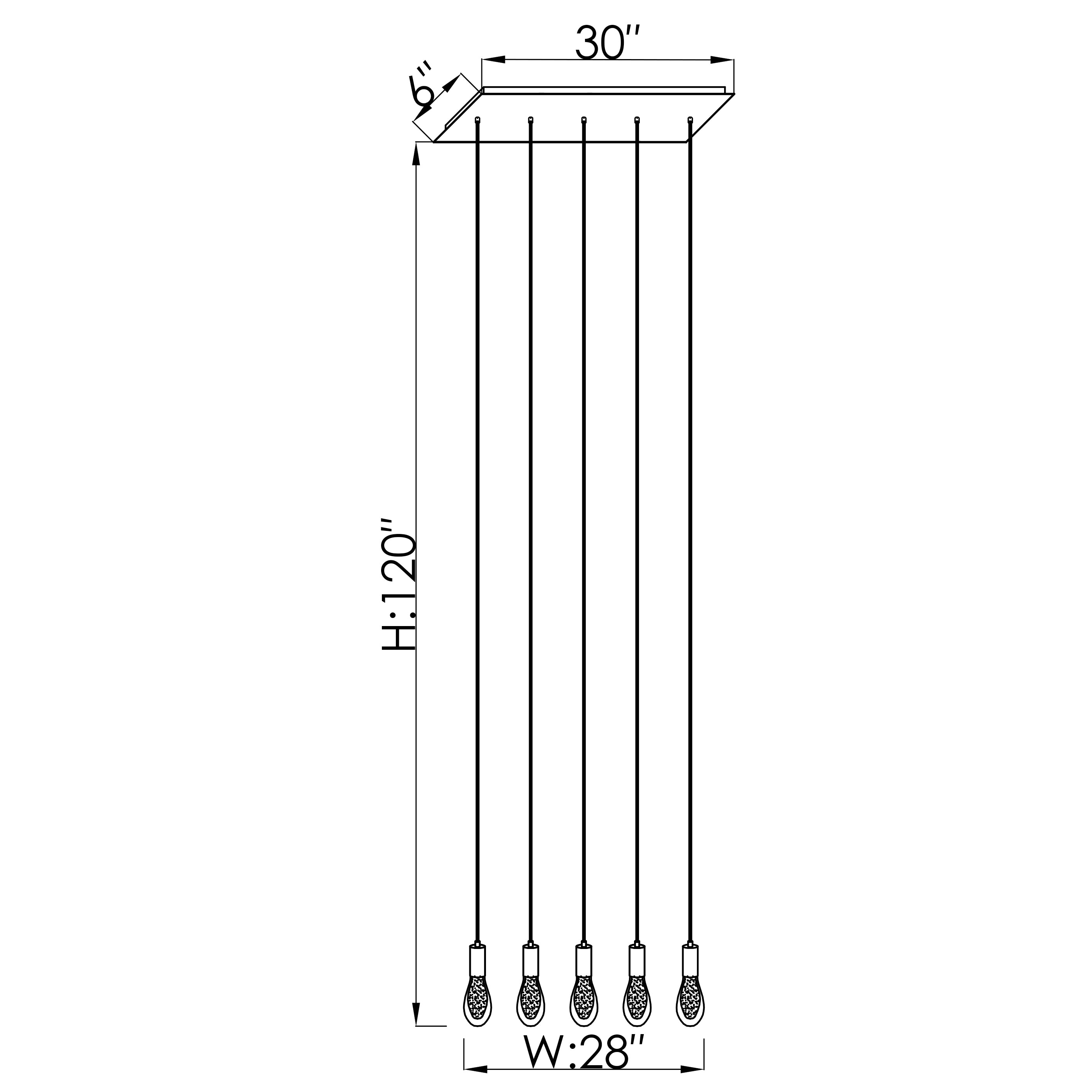 CH-C2L3-5L Cosmopolitan Chandelier Clear Raindrop