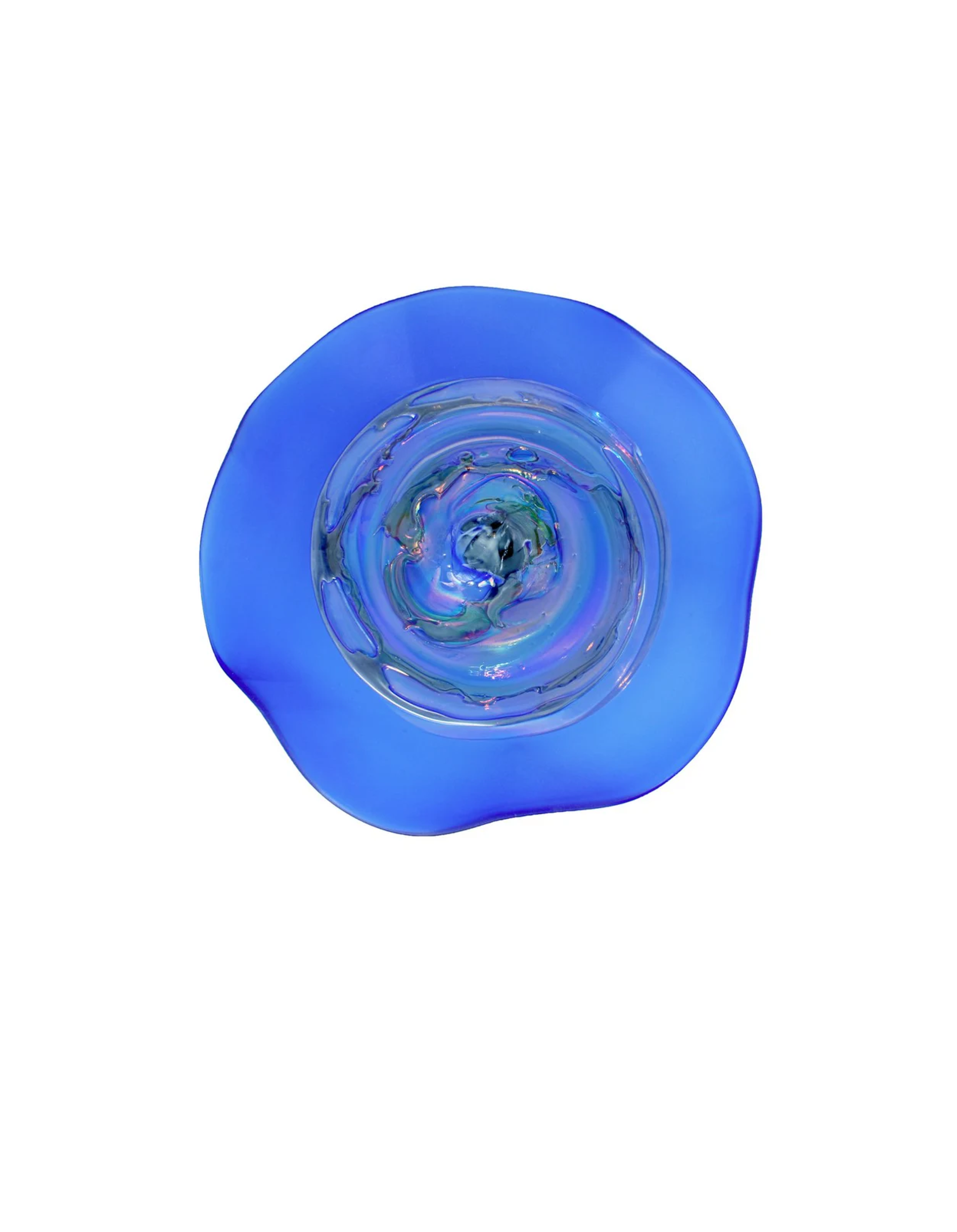Mystique Glass Wall Art | Cobalt Blue, Iridescent Silver Center
