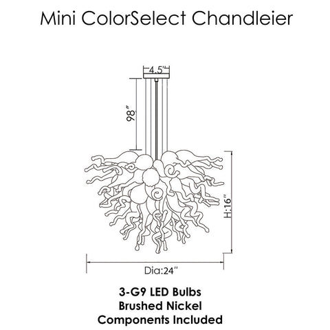 ColorSelect Mountain River Mini Blown Glass Chandelier