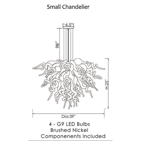 ColorSelect Seeded Clear Small Blown Glass Chandelier