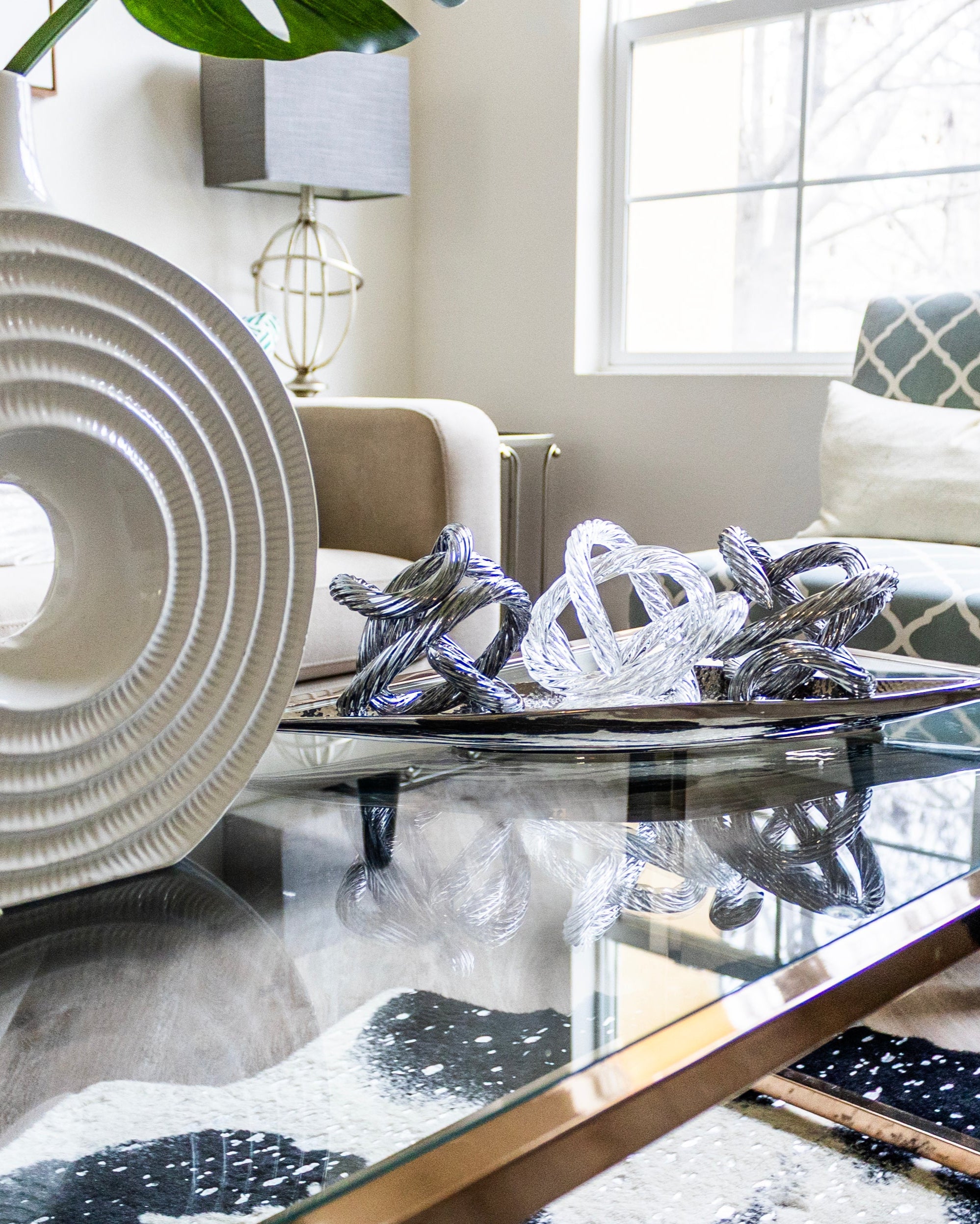 Infinity Knots, Champagne: Handblown Glass Sculpture (Item# CH-CH)