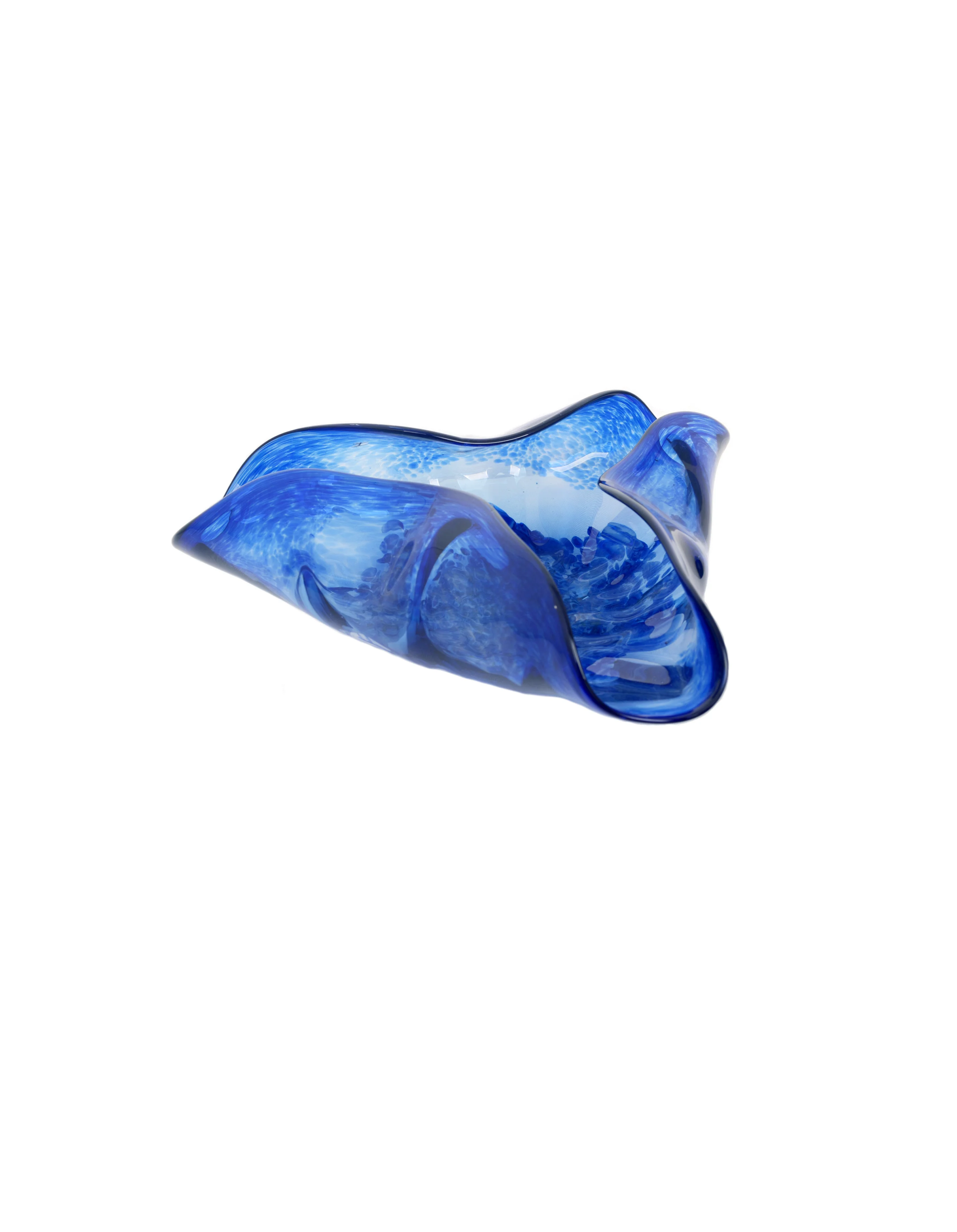 Nova Azure Cascade - Handblown Art Glass Three-Folded Platter  (Item #6707TB)