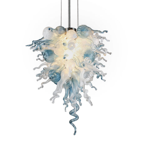 ColorSelect Winter Sky Tall Blown Glass Chandelier