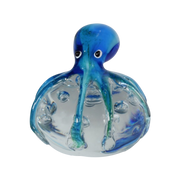 Aqua Octopus on Oblong Bubble Glass Miniature (Item #24001A)