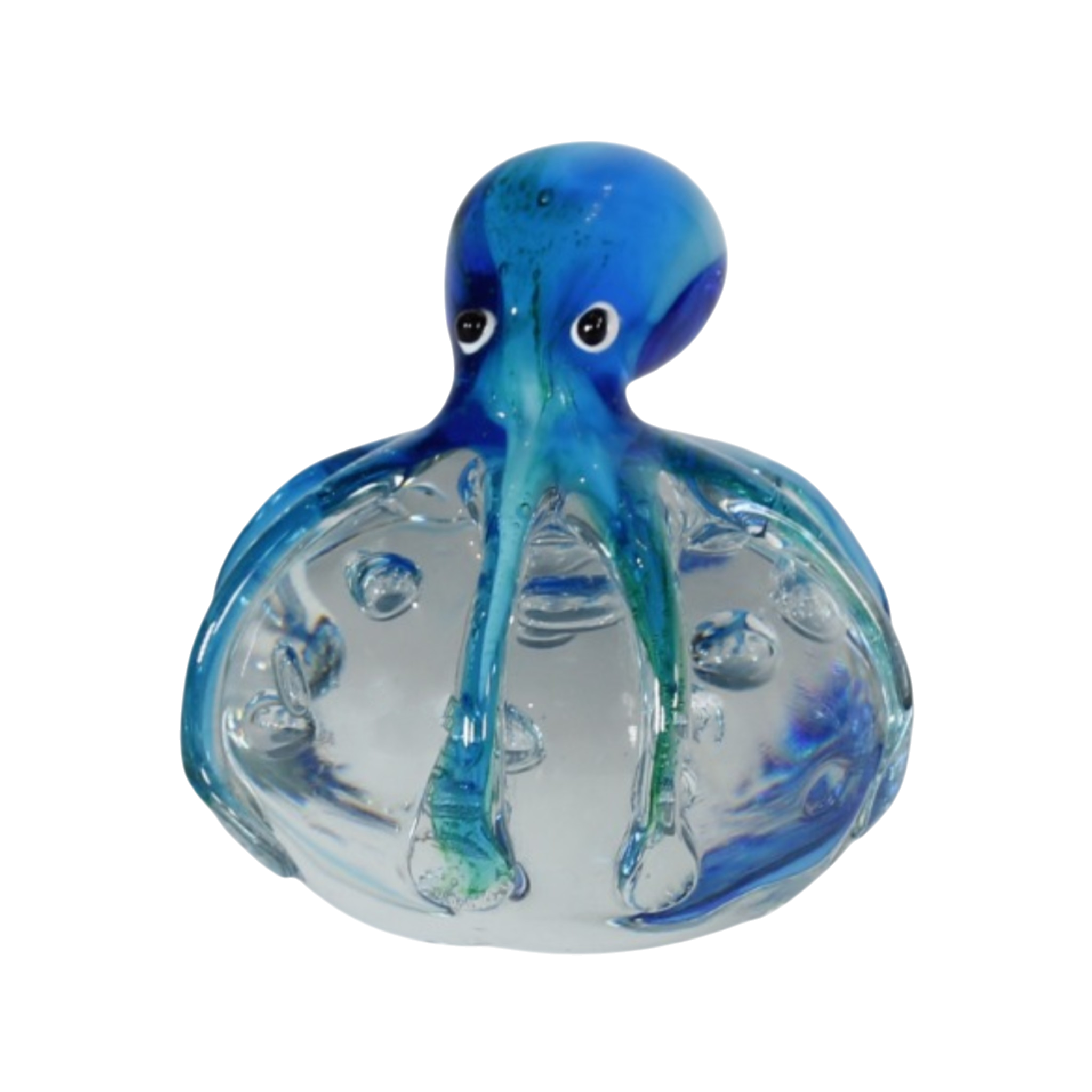 Aqua Octopus on Oblong Bubble Glass Miniature (Item #24001A)