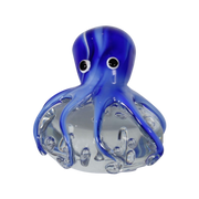 Cobalt Blue Octopus on Oblong Bubble Glass Miniature (Item #24001B)
