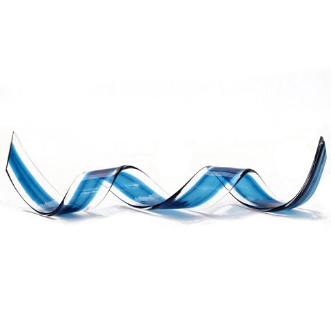 Azure Curl - Handblown Art Glass Ribbon Sculpture (Item #7567)