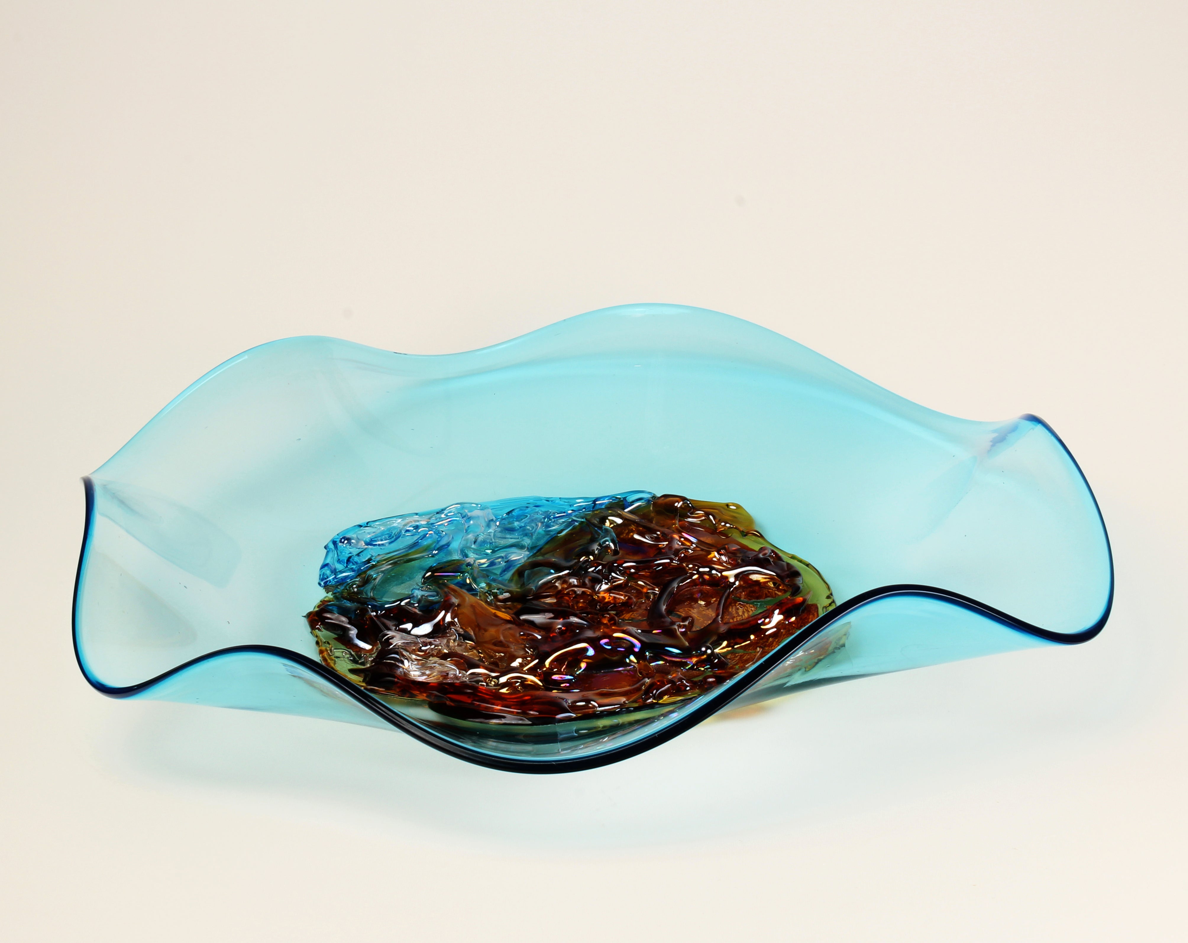 Tranquil Shore - Handblown Art Glass Platter  (Item #7603TB)