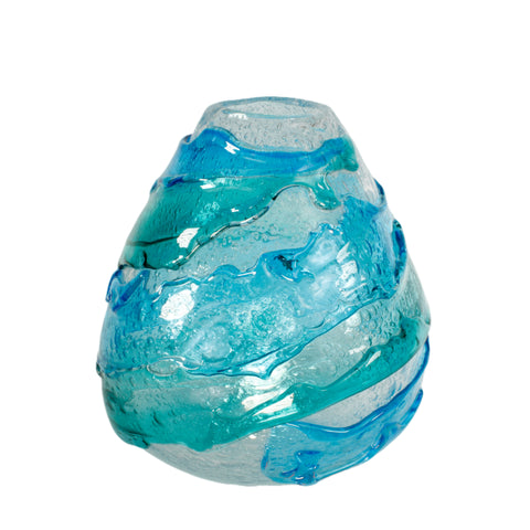 Azure Tides - Handblown Art Glass Vase8017