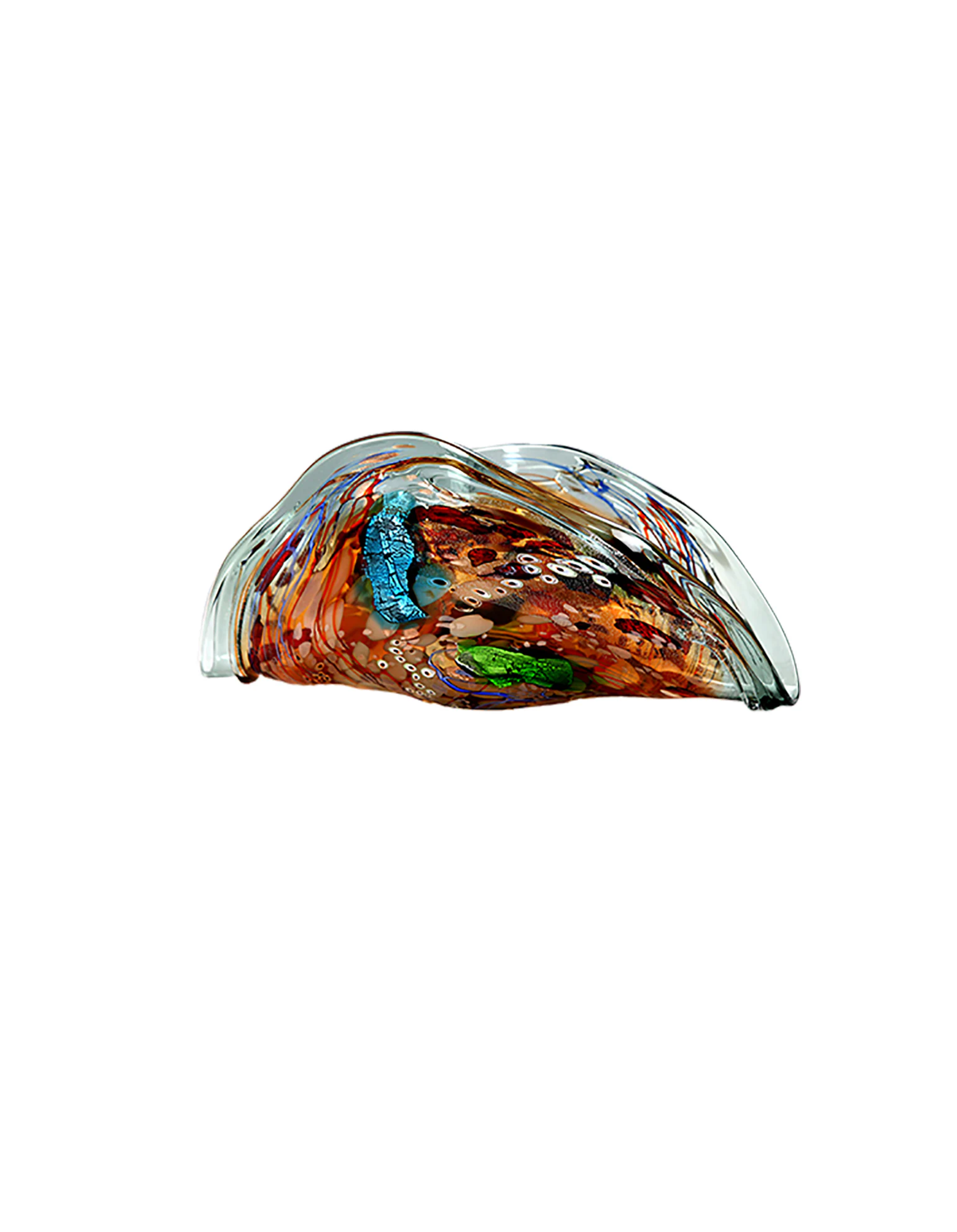 Autumn's Whisper - Handblown Art Glass Color Mosaic Folded Vase  (Item #6652)