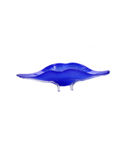 Azure Crest - Handblown Art Glass Four-Footed Platter  (Item #7577)