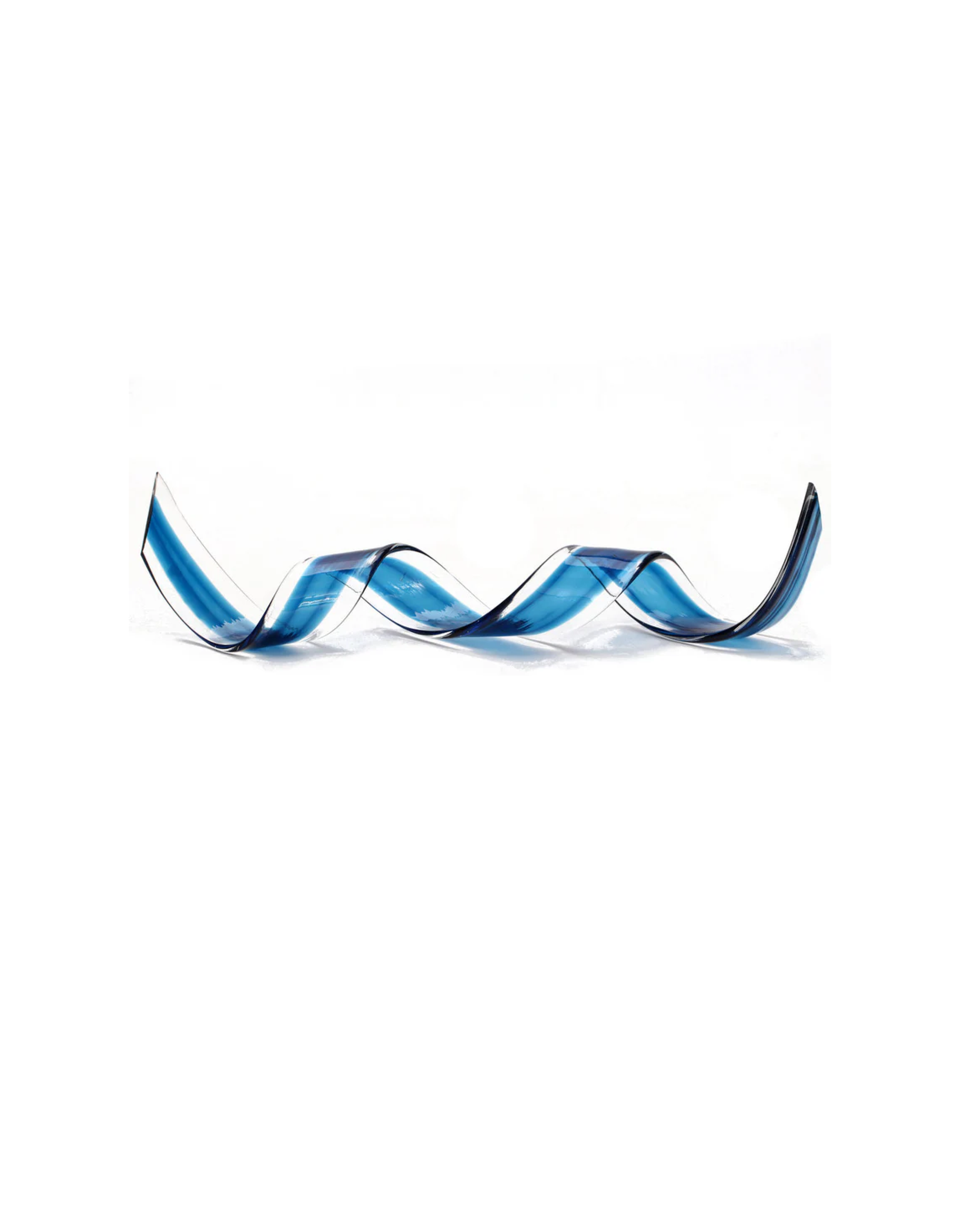 Azure Curl - Handblown Art Glass Ribbon Sculpture (Item #7567)
