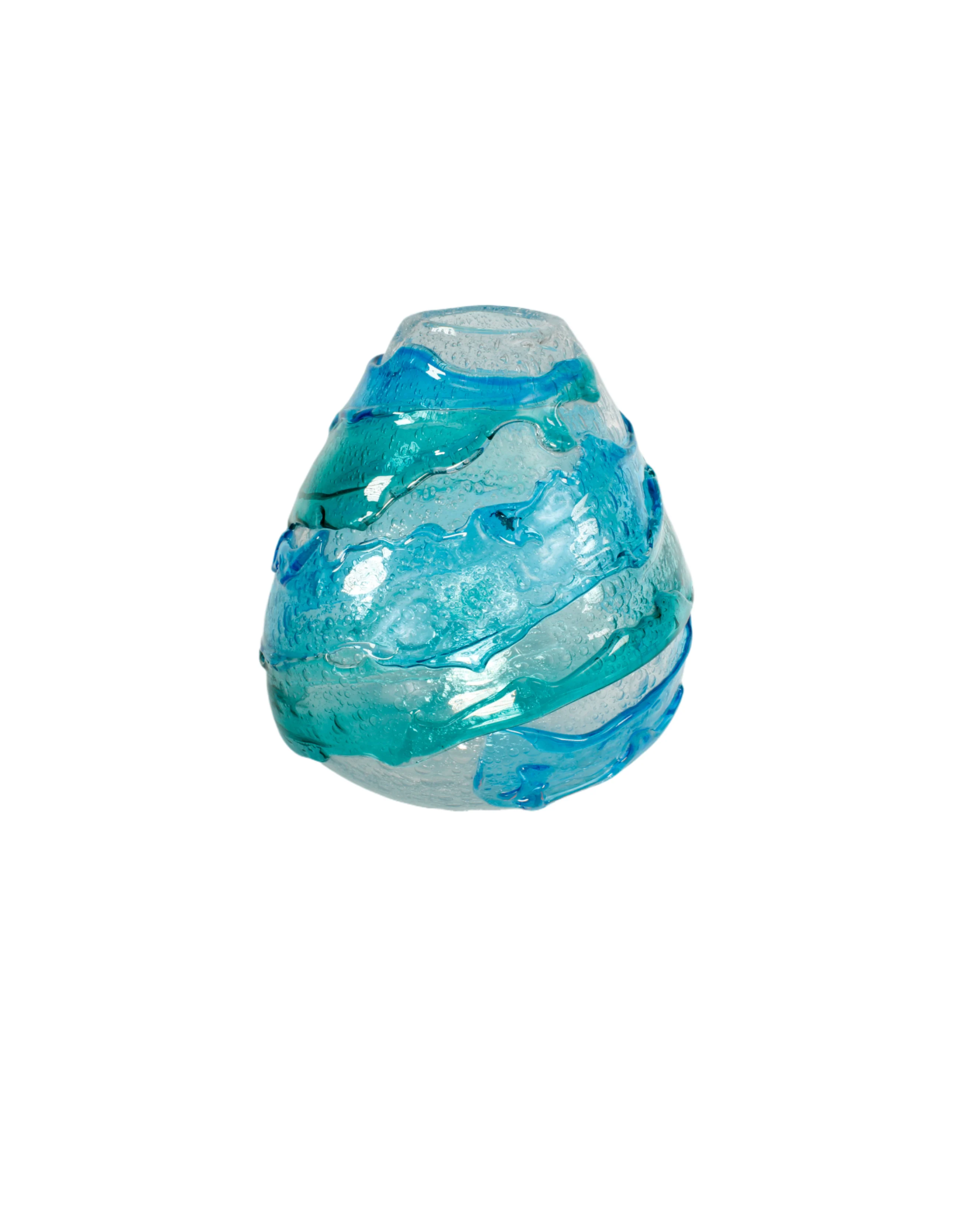 Azure Tides - Handblown Art Glass Vase (Item #8017)