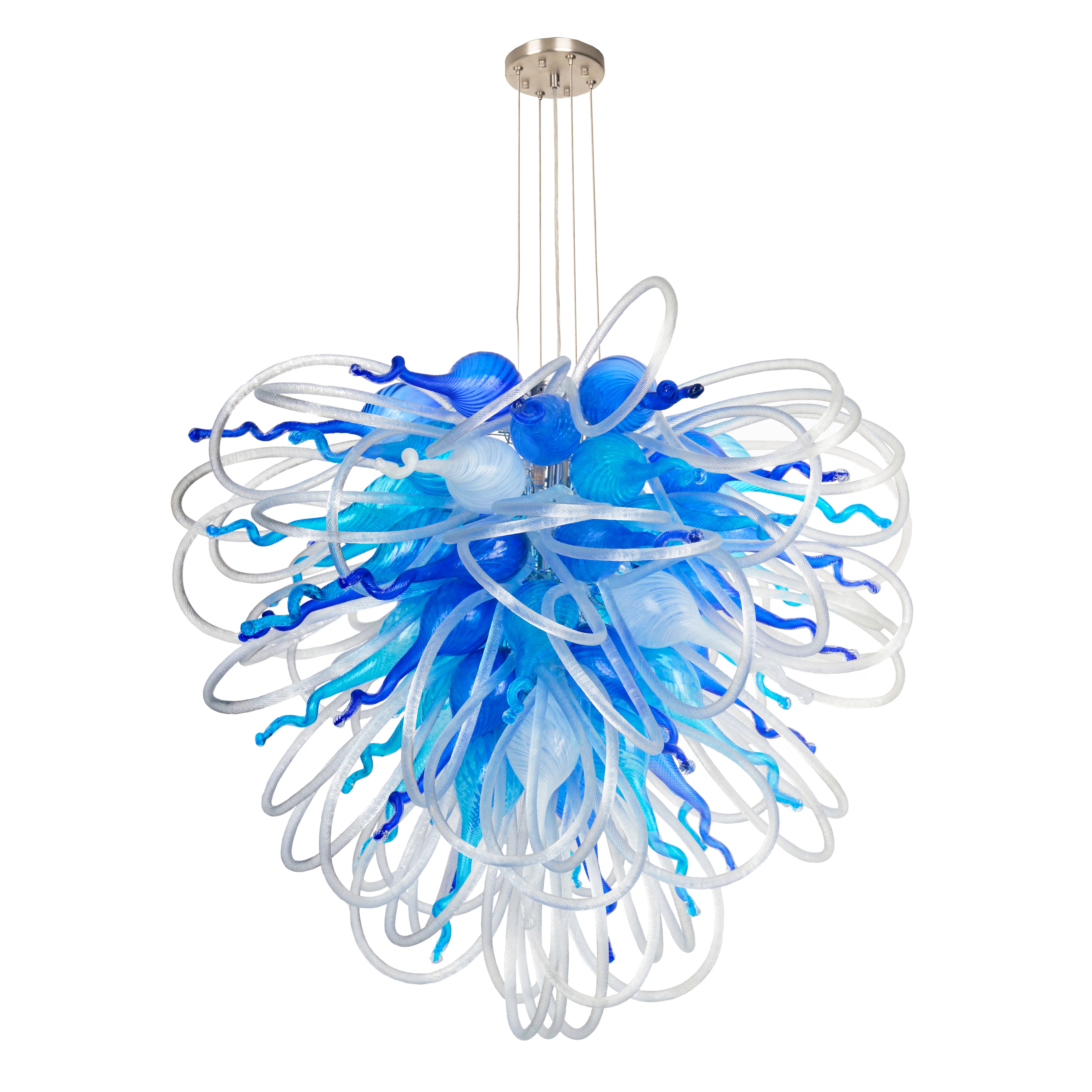 Orion Blue Love Large Blown Glass Chandelier