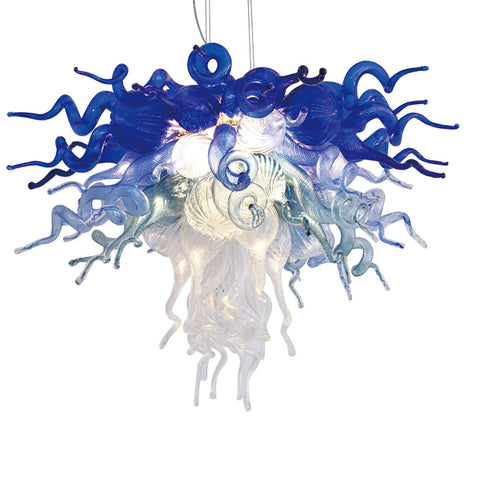 ColorSelect Blue Ombre Small Blown Glass Chandelier