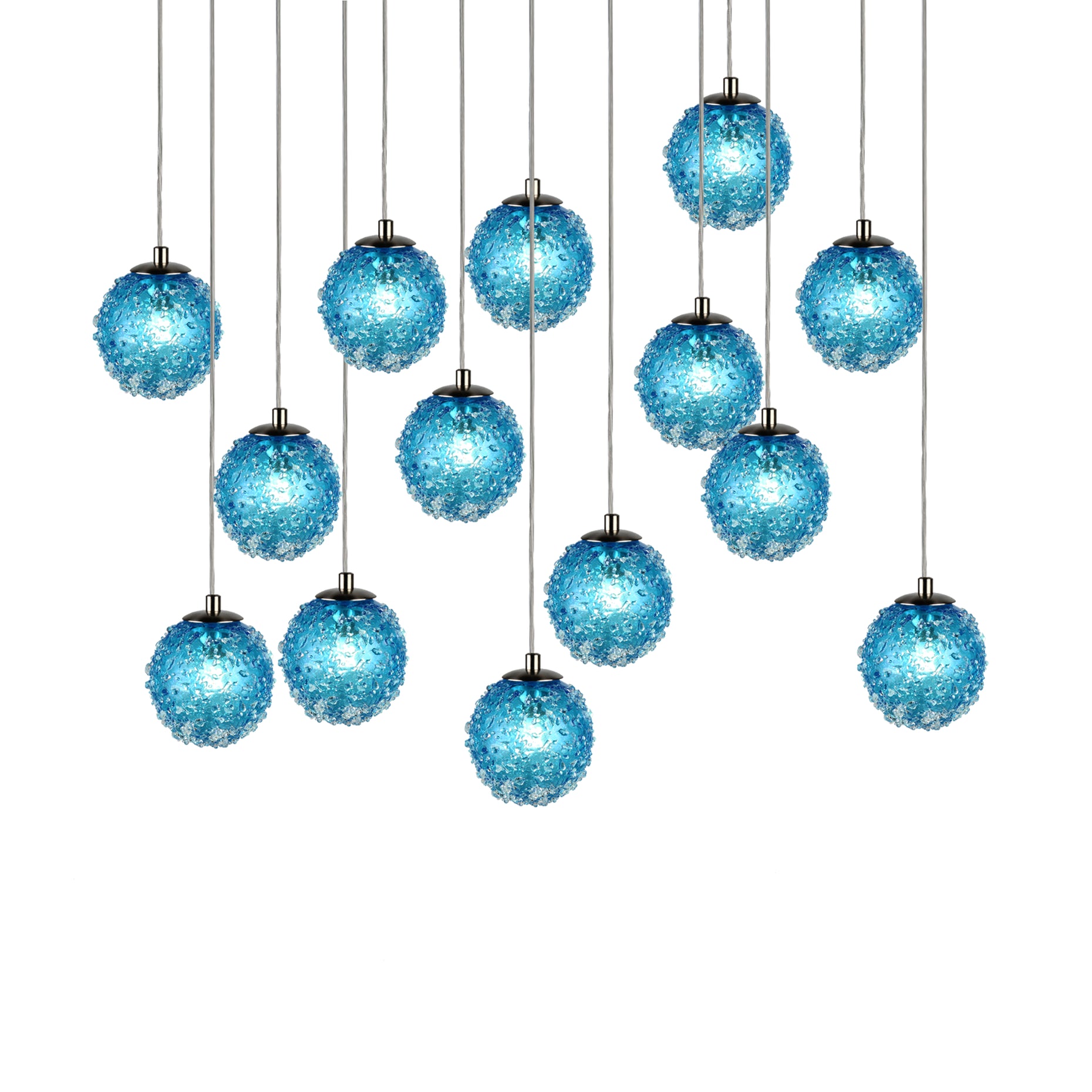CH-D2SBA-14L Cosmopolitan Chandelier Aqua Snowball – VIZ Glass Inc.