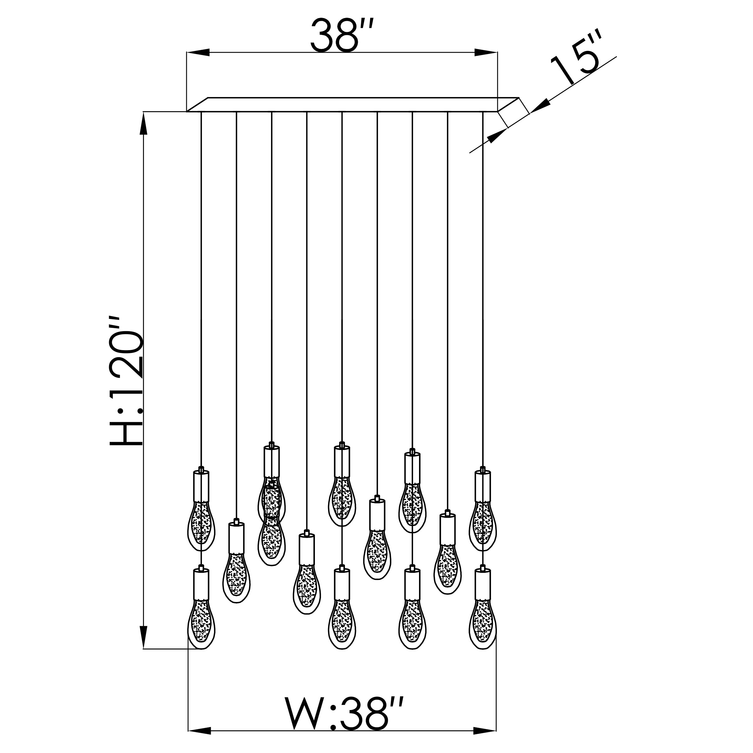 CH-C2L4-14L Cosmopolitan Chandelier Clear Crackled Raindrop