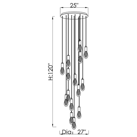 CH-C2L2-15R Cosmopolitan Chandelier Clear Bubble Raindrop