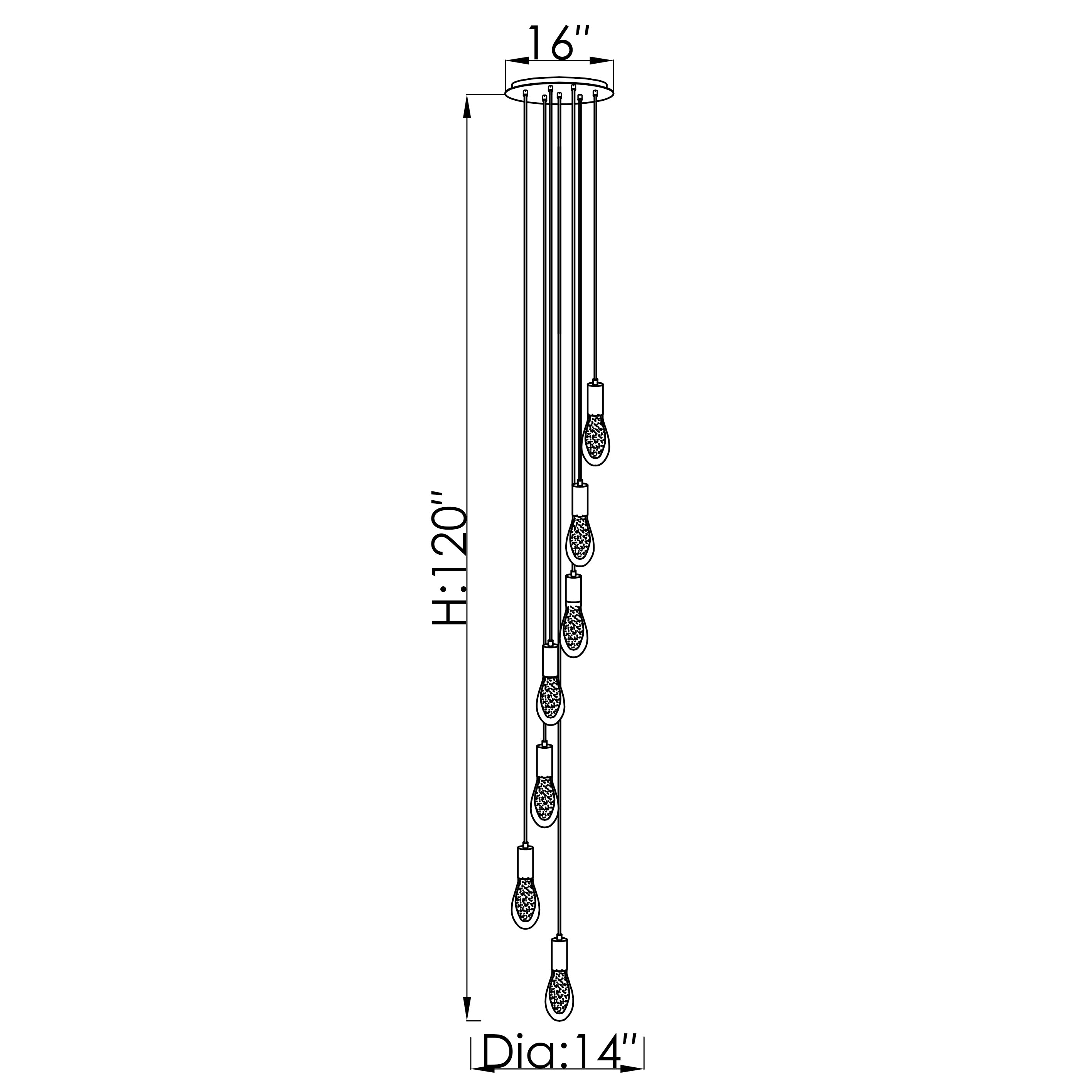 CH-C2L2-7R Cosmopolitan Chandelier Clear Bubble Raindrop