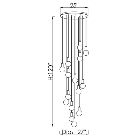 CH-C2R4-15R Cosmopolitan Chandelier Clear Crackled Round