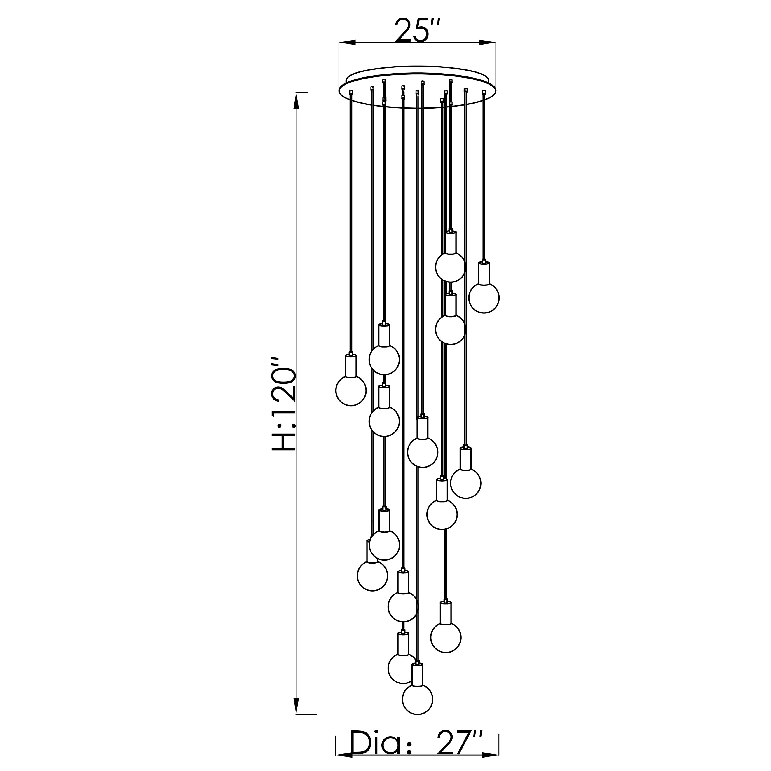 CH-D2SBC-15R Cosmopolitan Chandelier Clear Snowball