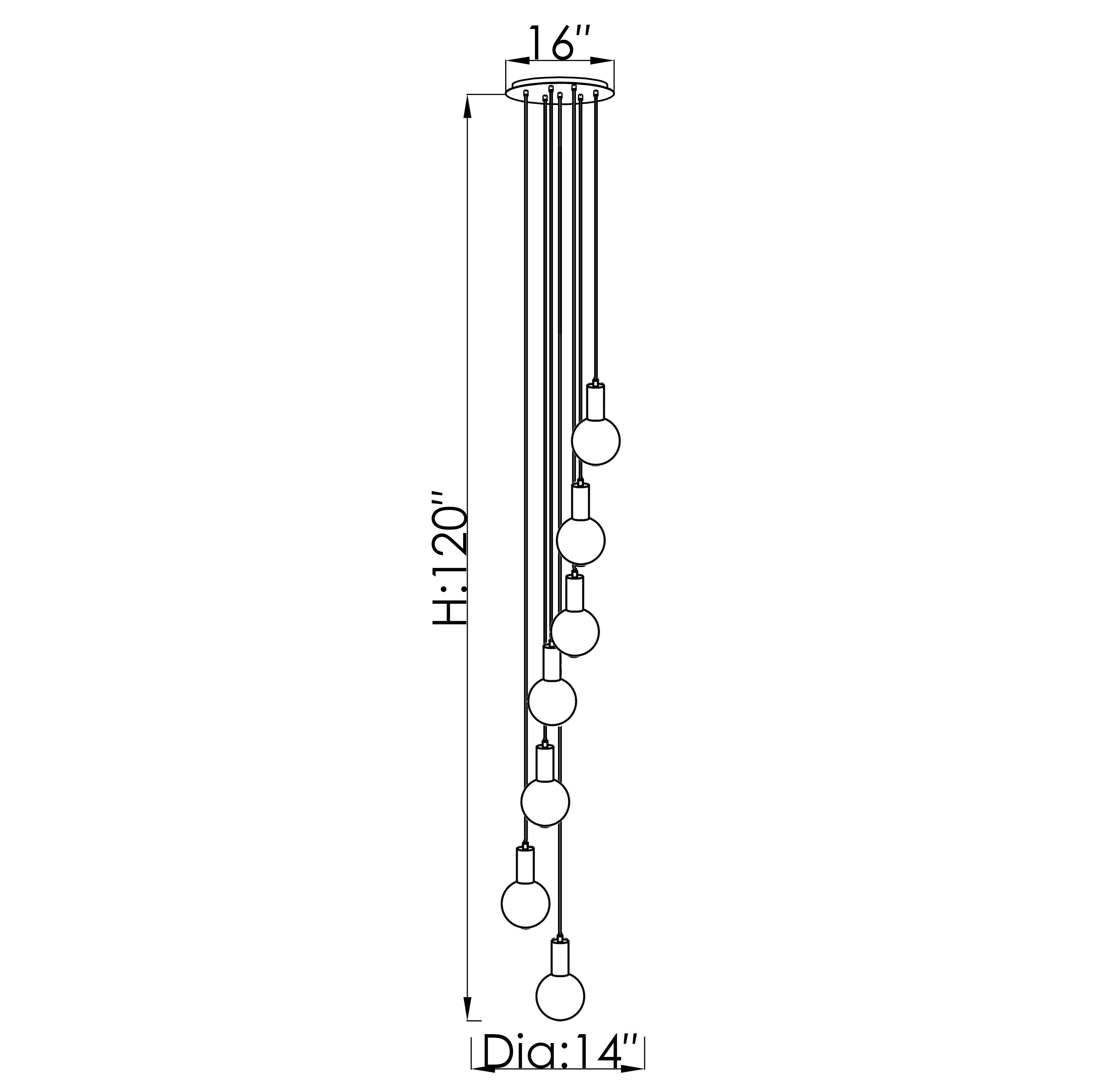 CH-D2SBC-7R Cosmopolitan Chandelier Clear Snowball