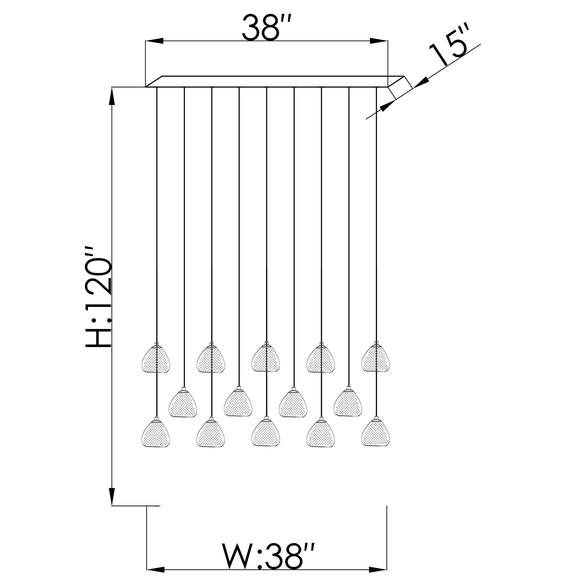 CH-C3T4-14L Cosmopolitan Chandelier Ocean Swirl Triangle