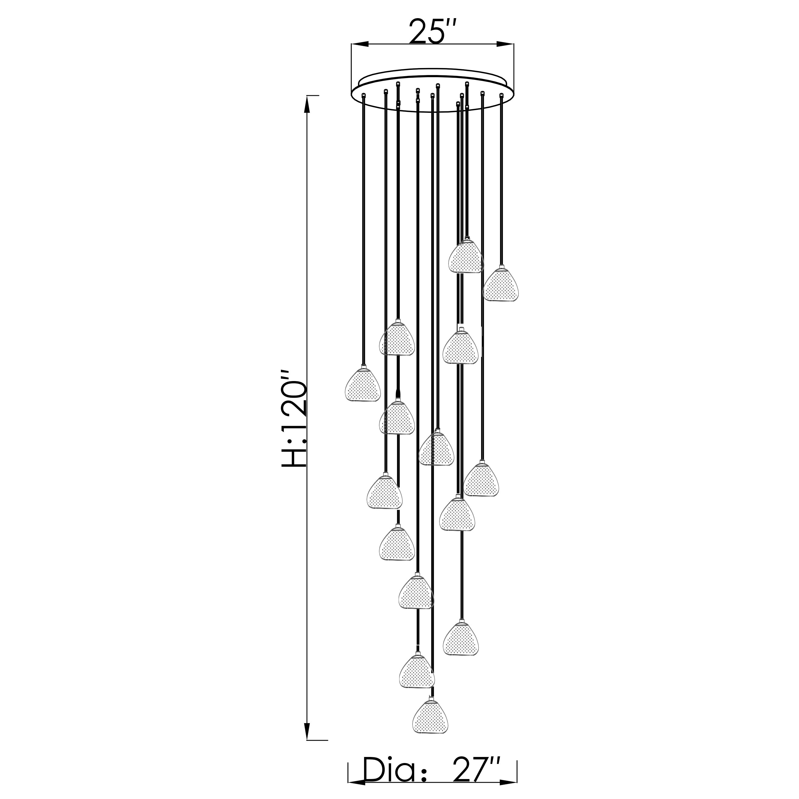 CH-C3T4-15R Cosmopolitan Chandelier Ocean Swirl Triangle