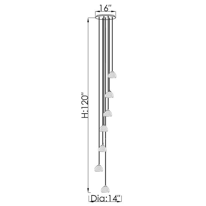 CH-C3T2-7R Cosmopolitan Chandelier Clear Bubble Triangle