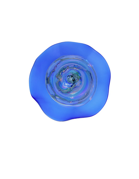 Mystique Glass Wall Art | Cobalt Blue, Iridescent Silver Center