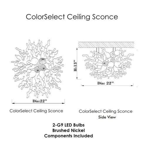 ColorSelect Platinum Citrus Blown Glass Ceiling Sconce