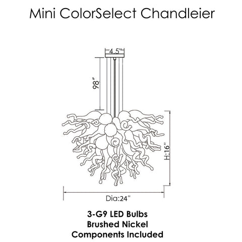 ColorSelect Arizona Sunset Mini Blown Glass Chandelier