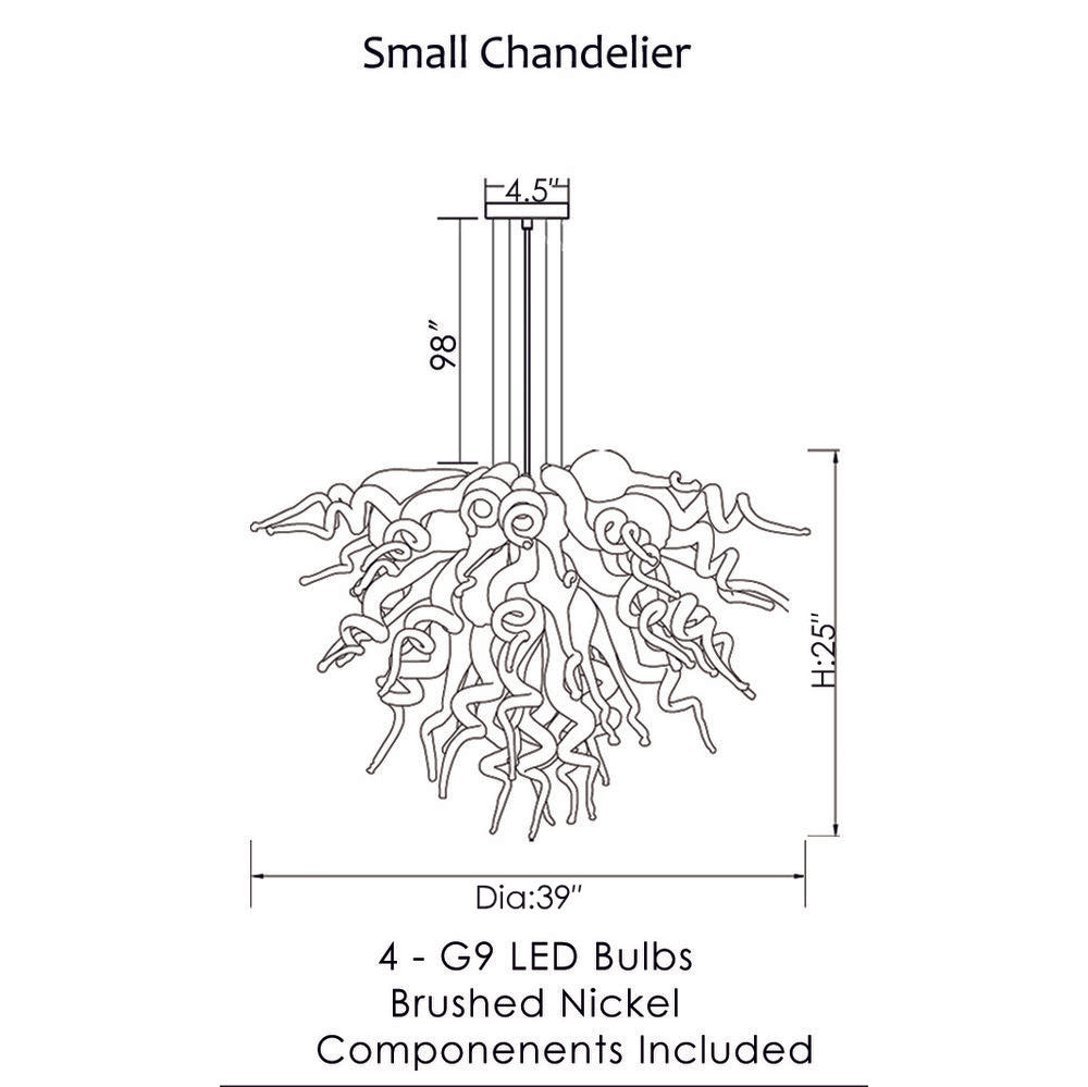 ColorSelect Blue Ombre Small Blown Glass Chandelier