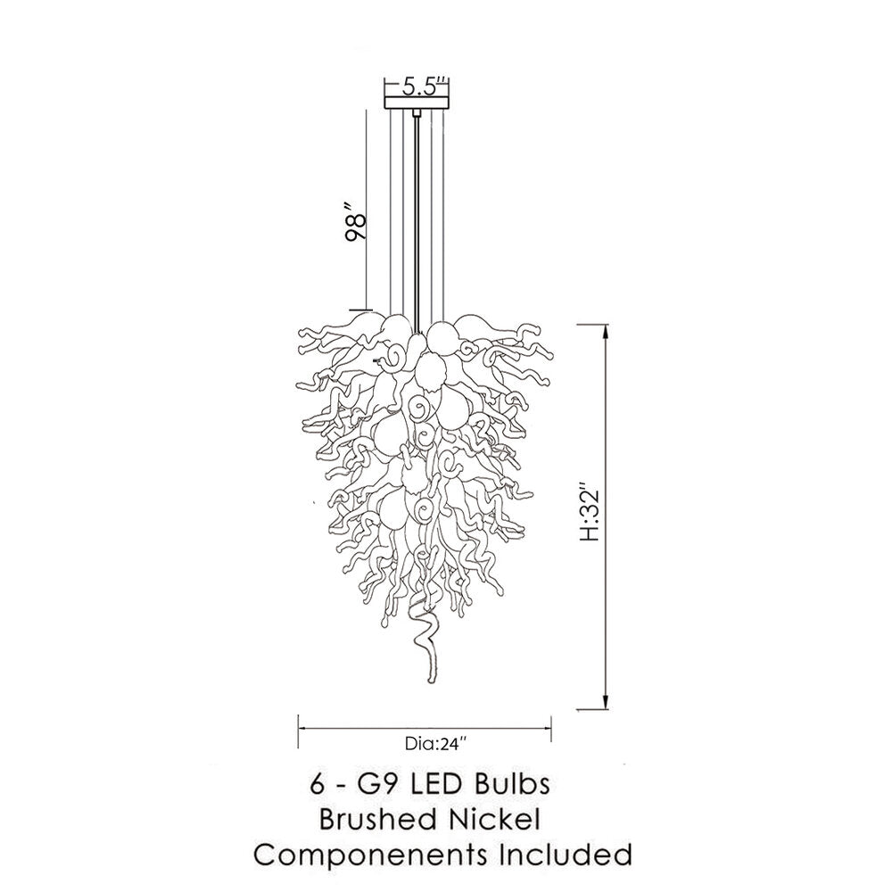 ColorSelect Twilight Tall Blown Glass Chandelier