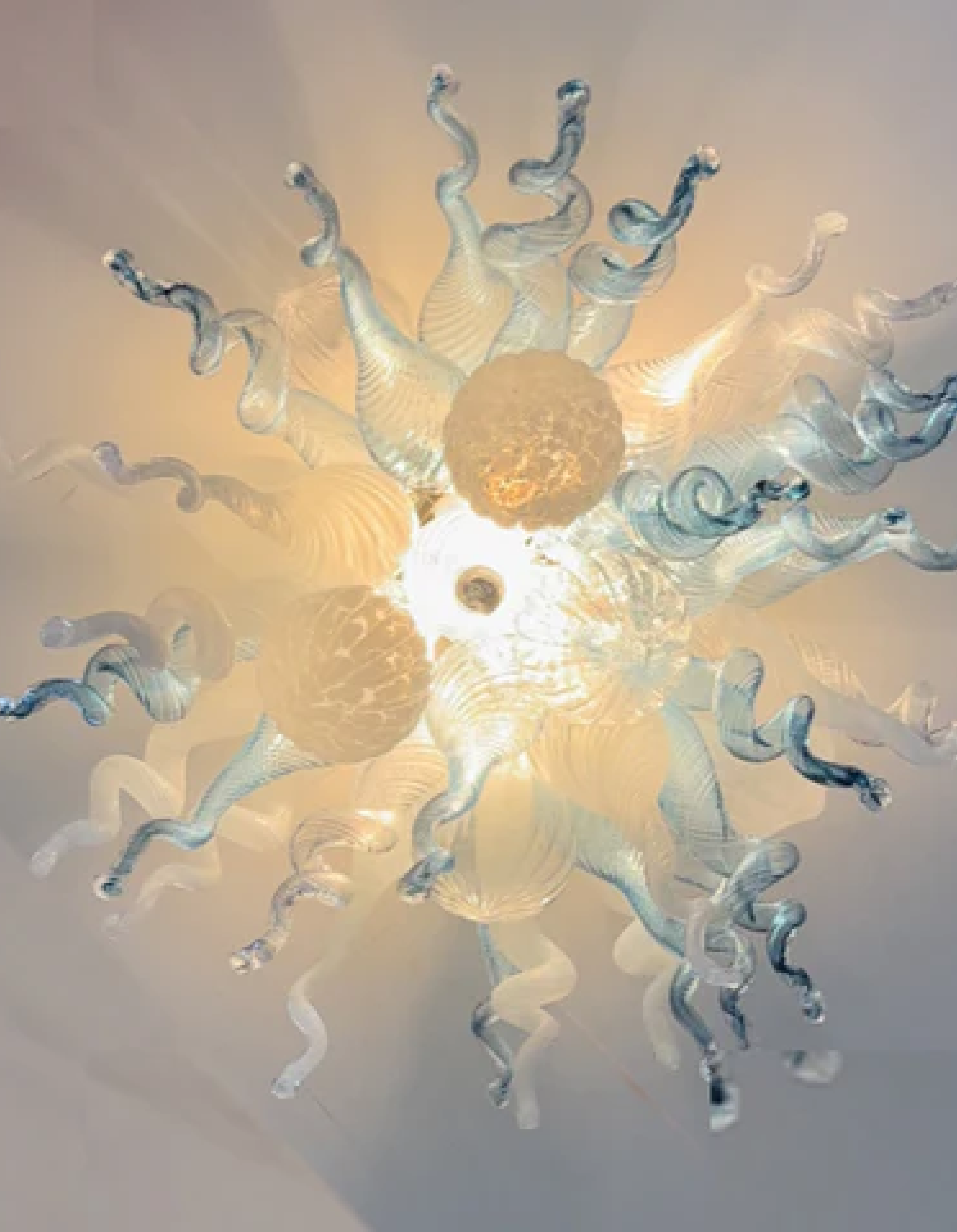ColorSelect Winter Sky Blown Glass Ceiling Sconce