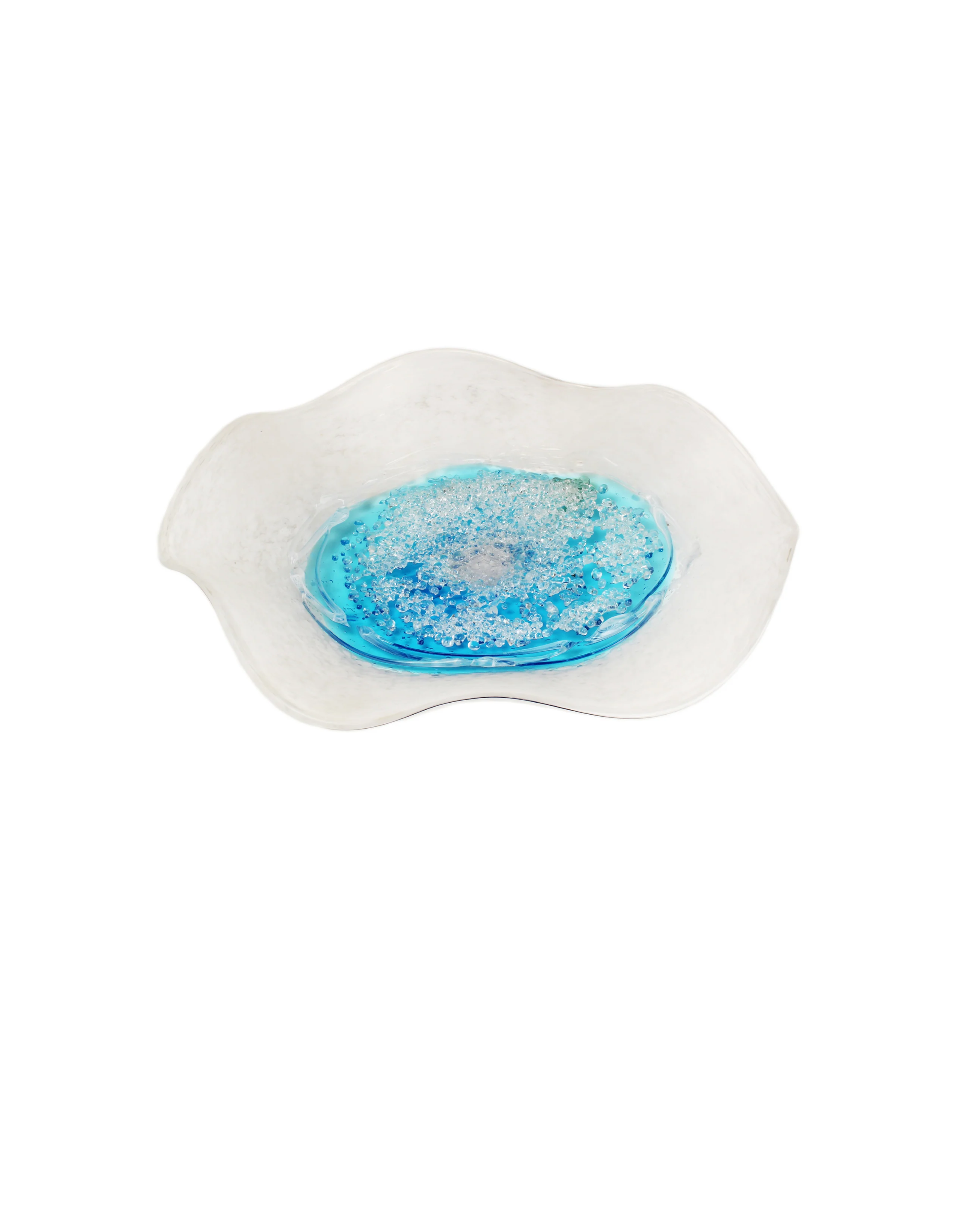 Crystal Lagoon - Hard Candy Handblown Art Glass Platter  (Item #7328TB)