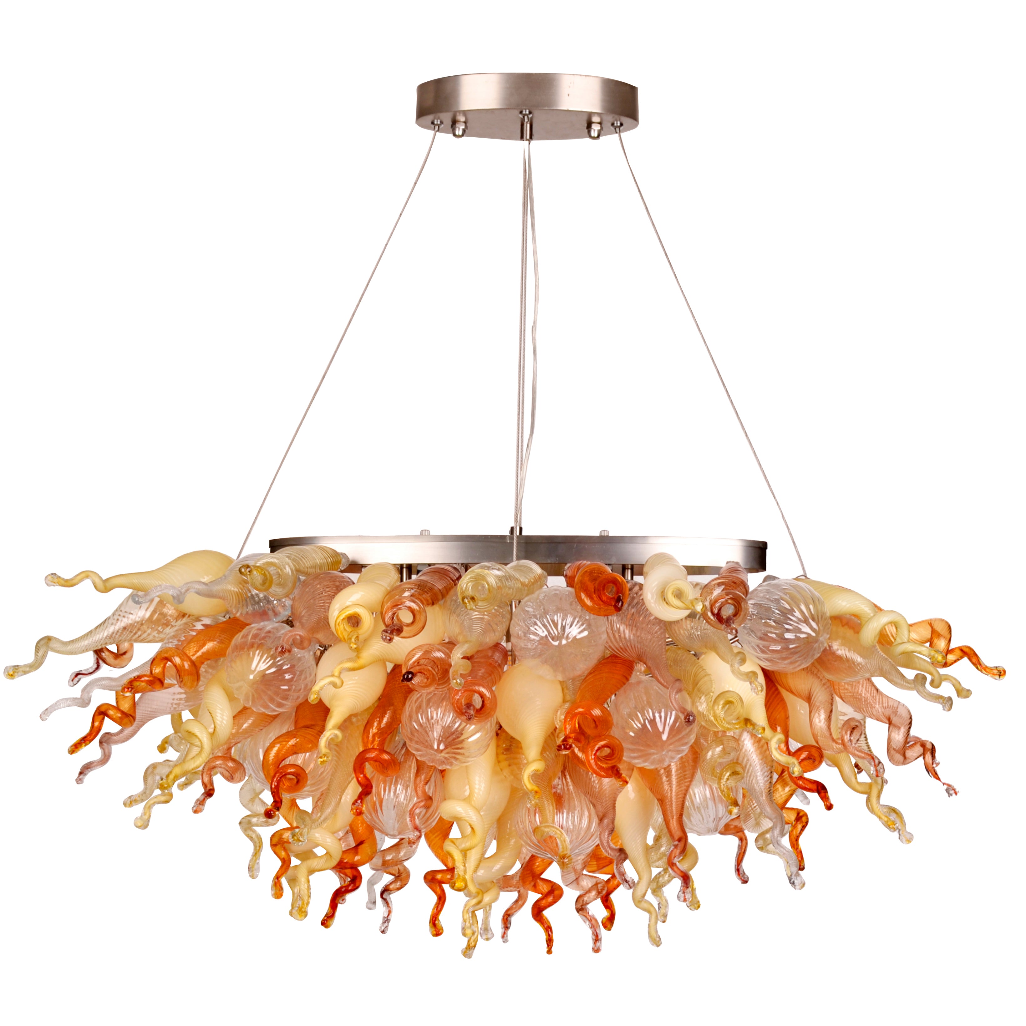 ColorSelect Desert Rose Linear Blown Glass Chandelier