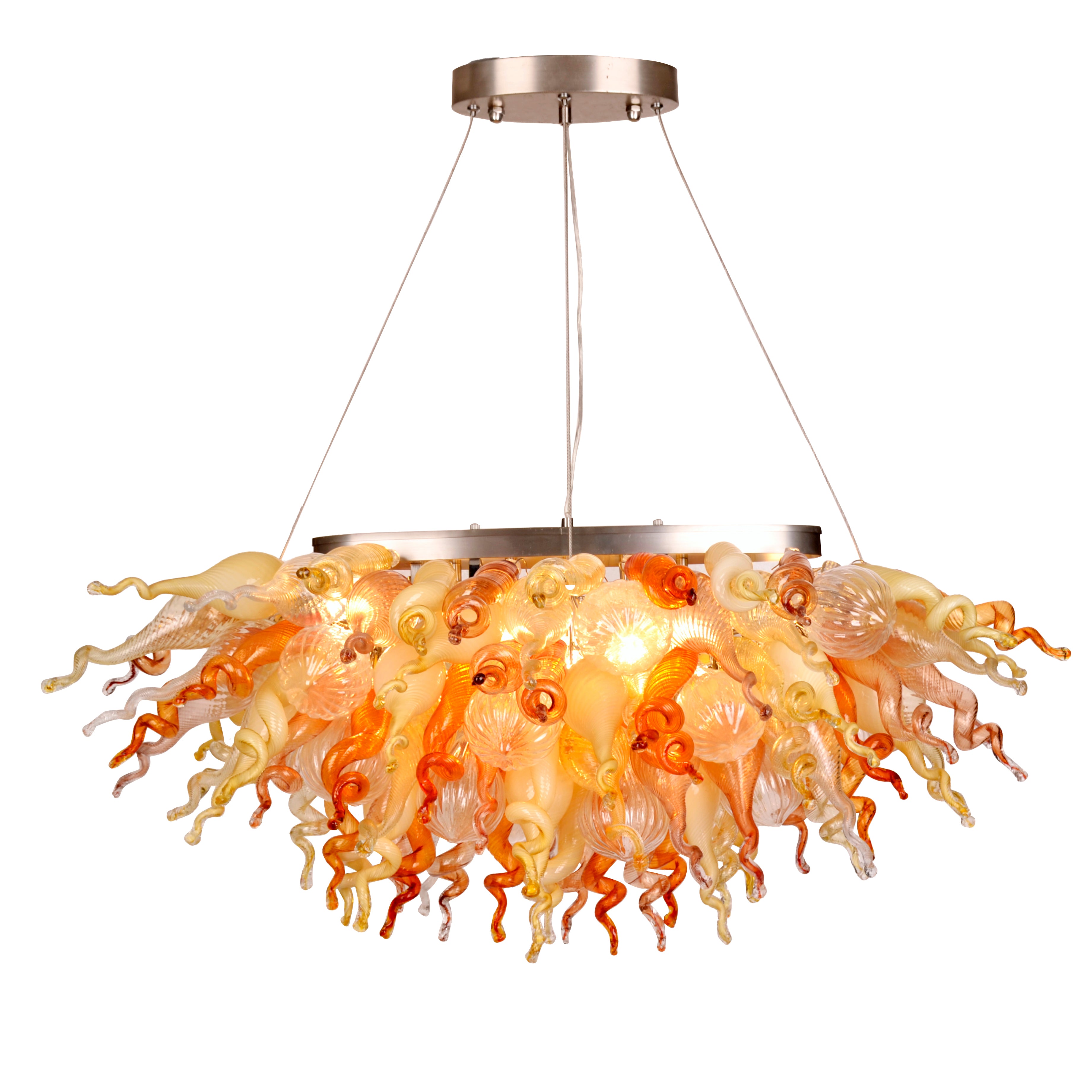 ColorSelect Desert Rose Linear Blown Glass Chandelier