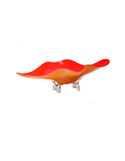 Ember Glow - Four-Footed Handblown Art Glass Platter  (Item #5153)