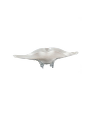 Frosted Elegance - Handblown Art Glass Four-Footed Platter  (Item #6756)