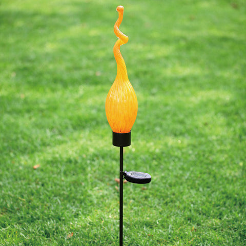 G002OR Blown Glass Solar Twist Garden Art
