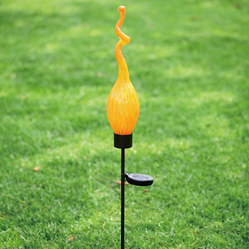 G002OR Blown Glass Solar Twist Garden Art