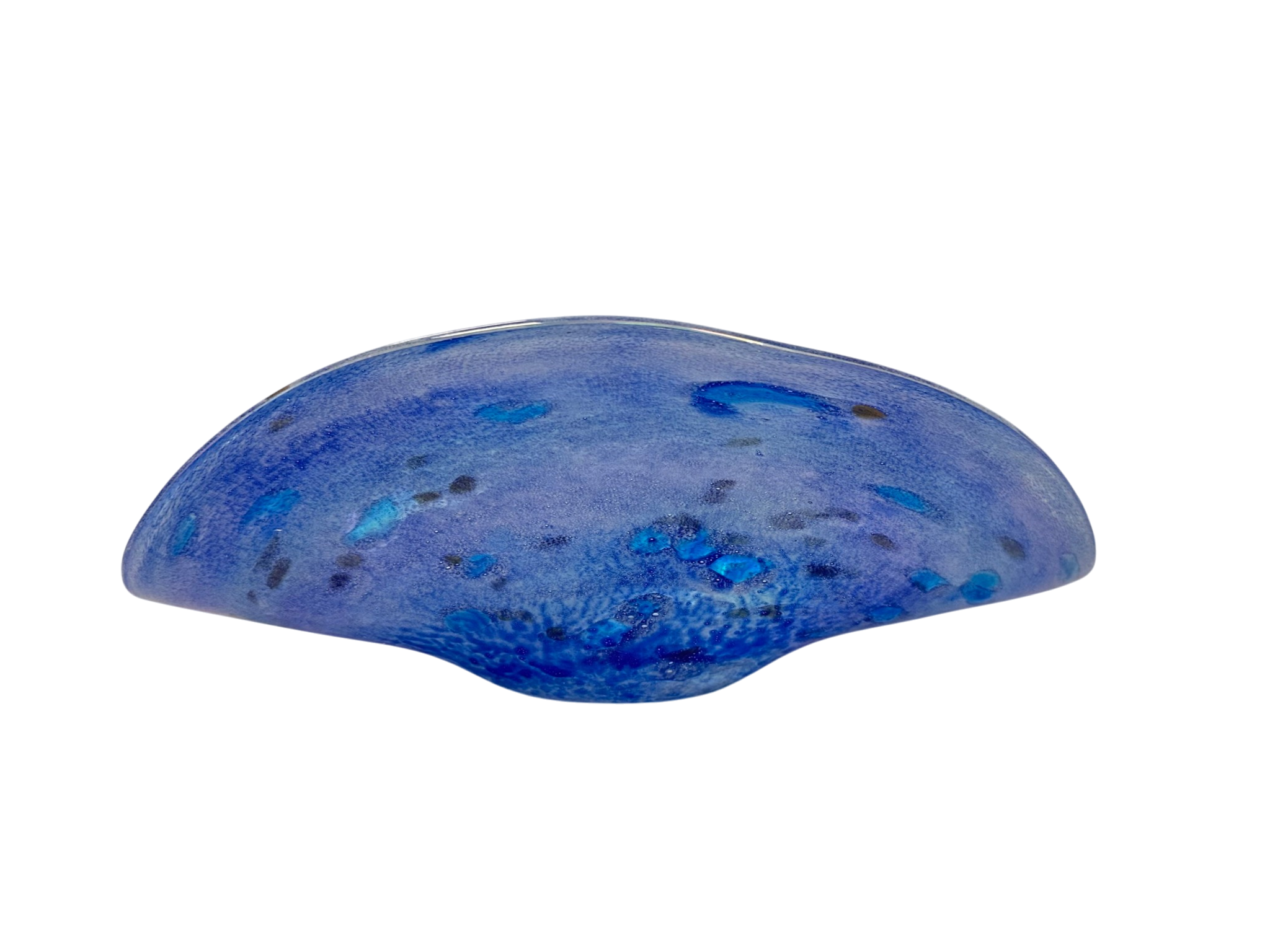 Cobalt Wide Folded - Handblown Art Glass Platter (Item #8013)