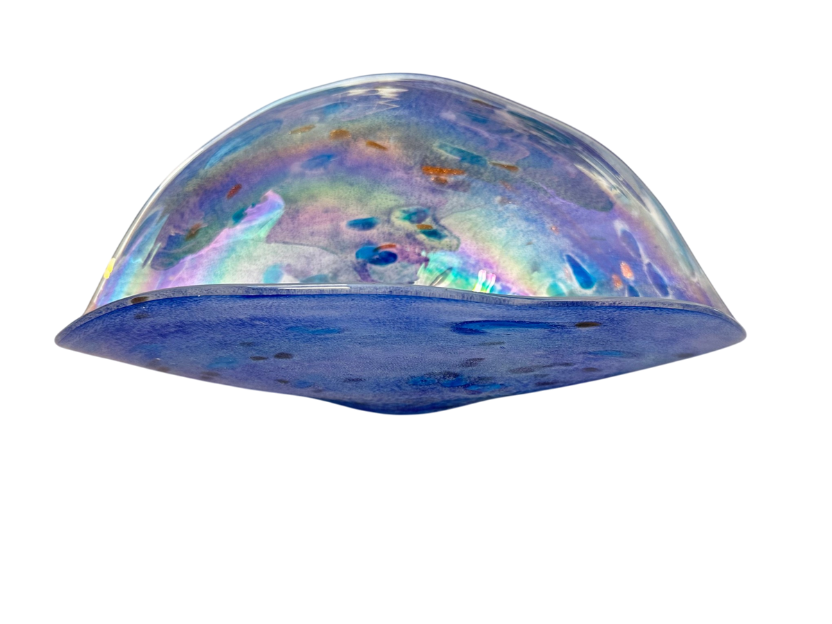 Cobalt Wide Folded - Handblown Art Glass Platter (Item #8013)