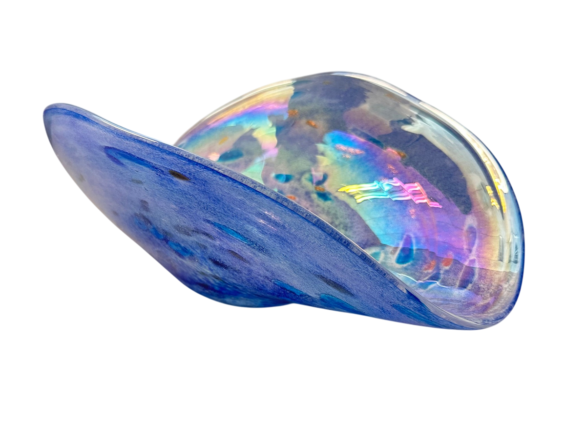 Cobalt Wide Folded - Handblown Art Glass Platter (Item #8013)